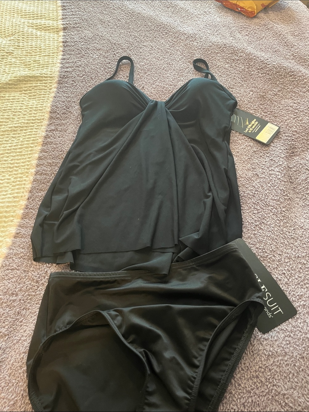 Miracle suit Women's Black Tankini Set - Strapless Swim Top & High Waist Briefs